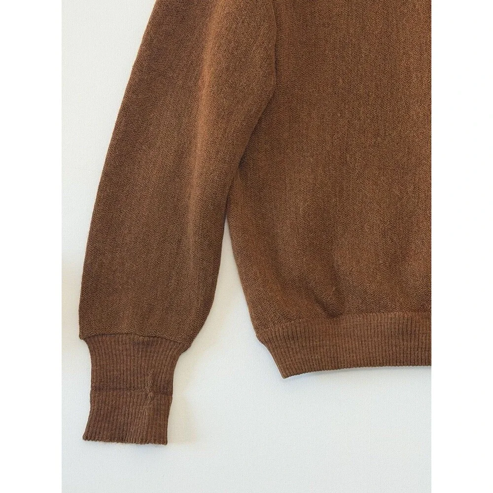 Pebble Beach Polo Sweater Mens Large Brown Alpaca Wool Blend Long Sleeve Vintage